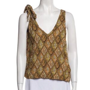 Nanushka Geometric Patterned Blouse in Brown and Tan